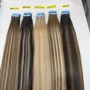 Extensions de cheveux humains russes 100 % naturels non traités, prêts à être expédiés, en vrac, lisses et ondulés, à bandes adhésives, pour salon - Product Image 4