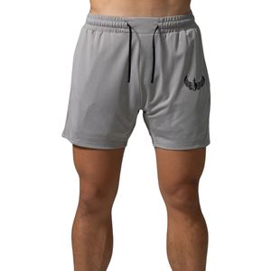 Shorts d'entraînement en mesh gris clair pour homme, séchage rapide, respirant, pour la gym et la course, avec taille élastique, légers, vêtements de sport actifs - Product Image 1