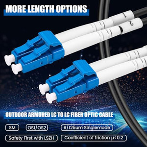 Cavo Internet in Fibra Ottica per Esterni Threlaco 500ft (150 Metri) <span class=keywords><strong>LC</strong></span> a <span class=keywords><strong>LC</strong></span>, Armato, 9125um, Fibra Singola Modal Duplex, OEM ODM - Product Image 3