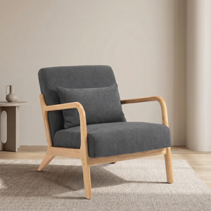 Fauteuil en velours et bois, style moderne et nordique, de luxe, pour salon, restaurant, café, hôtel, fauteuil d'appoint - Product Image 4