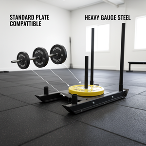 Traîneau d'entraînement en acier robuste avec supports pour plaques de poids, traîneau de résistance durable pour l'entraînement de vitesse au football et les séances de <span class=keywords><strong>CrossFit</strong></span> - Product Image 1