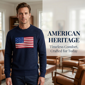 Suéter Jacquard Estilo Preppy Vintage con Diseño de la Bandera de Estados Unidos, para Hombre, Tejido Grueso 7GG, Jersey Retro con Estampado Animal, 100% Algodón, Invierno - Product Image 2