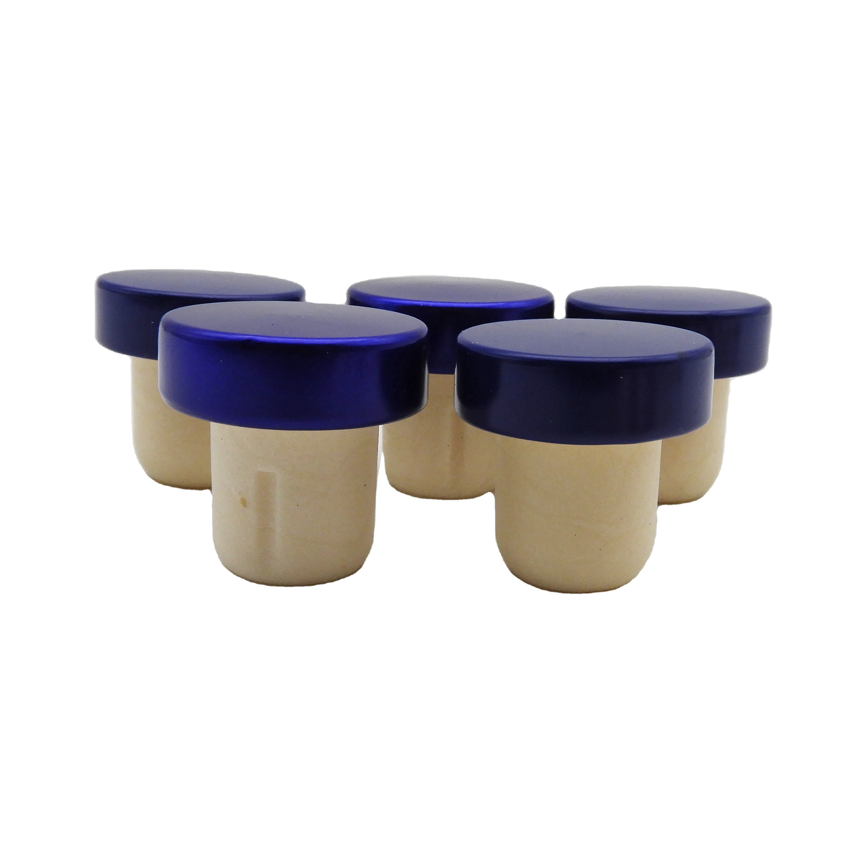 Blue Color Aluminium T Cork Stopper 19.5mm 21.5mm 22mm Wine Vodka Whisky Bottle Cap
