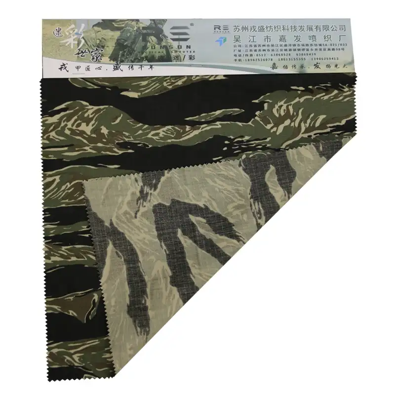 TC tiger stripe camo Factory direct wholesale 65% 35% polyester tactical military tactical ripstop camouflage fabric
