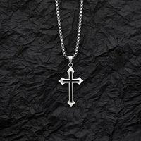 Collier Pendentif Croix Rétro Vintage pour Hommes et Femmes, Design de Niche Tendance, Bijou Polyvalent pour Couples, Accessoire Quotidien