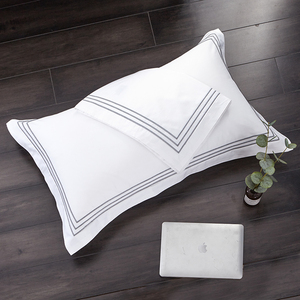 Trung Quốc Nhà máy nóng bán OEM 100% bông thêu khách sạn Duvet cover phẳng bedsheet Set bedding Set - Product Image 4