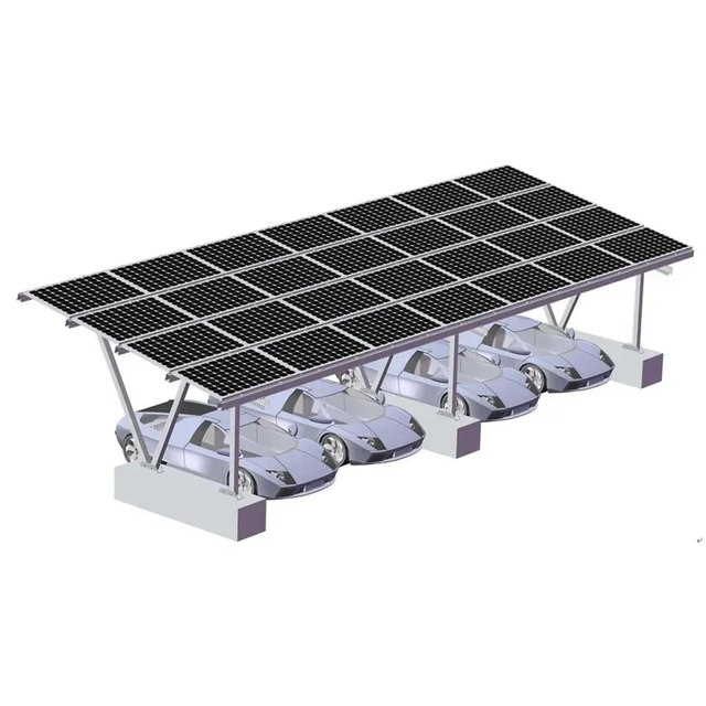 Aluminum Portable Garage Solar BIPV Panel Roof Carport Posts High Efficient Solar Carport Rack