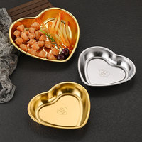 304 roestvrijstalen Koreaans hartvormig snack/dessertbord, multifunctioneel gouden dienblad voor dessert, friet, fruitsalade