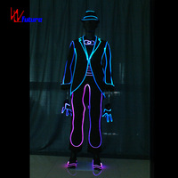 Costume de scène en fibre optique EL pour DJ, boîte de nuit, rave, carnaval, festival de musique, spectacle de danse