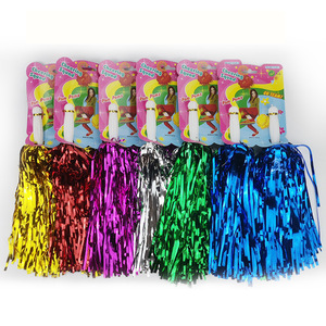 Pompons de cheerleading métalliques à feuille d'aluminium, très demandés, pour la promotion du spirit d'équipe sportive, accessoires de cheering portatifs pour fêtes dansantes, prix d'usine - Product Image 1
