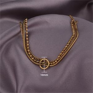 Pulsera de Moda con 3 Capas de Cadena de Serpiente, Dijes de Sol y Luna, Chapada en Oro de 18K, Acero Inoxidable, para Mujer - Product Image 4