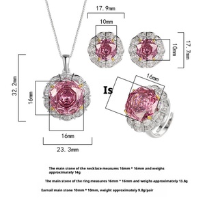 Wholesale Eco-friendly Copper Rose Cut 16-10MM Zircon Bridal Pendant <b>Earrings</b> Ring <b>Set</b> Women Wedding Jewelry <b>Sets</b> - Product Image 2