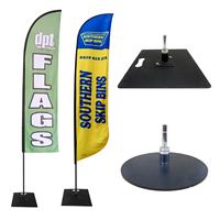 Base carrée métallique pour drapeau plume à injection d'eau, support portable pour drapeau de plage moulé par soufflage, base de drapeau de plage en croix