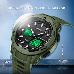 Montre tactique de survie numérique LIGE FB0098 pour hommes, chronomètre, cadran de 45 mm, étanche, rétroéclairage LED, alarme + boîte - Product Image 2