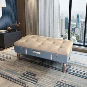 Tabouret de change de chaussures INNOVA Home en tissu confortable avec housse amovible, design d'appoint, fabricant - Product Image 1