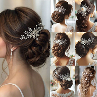 Peigne à cheveux de mariée élégant fait main sur mesure avec zircone cubique et perles pour coiffure de mariage et accessoires de coiffure pour chignon
