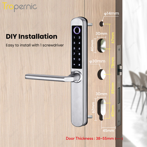 Serrure de sécurité intelligente numérique à empreinte digitale en acier inoxydable et aluminium pour porte coulissante en verre, avec application TT Lock - Product Image 5