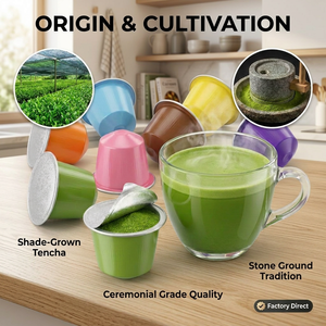 Cápsulas de Matcha Herbal Sin Cafeína, Cápsulas de Té Verde Relajantes Compatibles con Nespresso, Dolce Gusto, Keurig, Bebida Nocturna Individual - Product Image 1