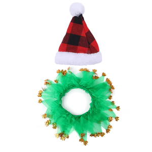 Conjunto de Gorro y Collar para Perro de Poliéster Exquisito, Estilo <span class=keywords><strong>Boutique</strong></span>, Lindo Accesorio para Fiestas Navideñas de Invierno, Suministros para Mascotas Transfronterizos - Product Image 3