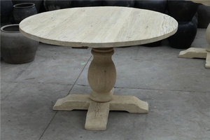 Bàn Ăn Cổ Trung Quốc Tái Chế Gỗ Du Tự Nhiên Bàn Ăn Tròn Mộc Mạc Gấp Được - Product Image 4