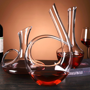<span class=keywords><strong>Carafe</strong></span> à vin en cristal sans plomb en forme de U, avec aérateur intégré, pour bar, vente en gros - Product Image 3