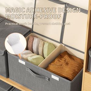Boîte de rangement pliable en tissu de lin pour vêtements et couettes, avec double couvercle, pour armoire domestique - Product Image 4