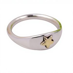 <b>925</b> Sterling <b>Silver</b> <b>Ring</b> With 18K Gold Plated Star Minimalist Design Unisex Everyday Wear - Product Image 1