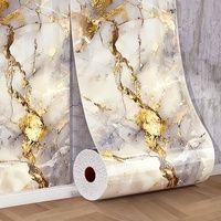 Autocollants muraux en PVC imitation marbre plaqué or, autocollants adhésifs imperméables pour usage intérieur, décoration murale de toilettes, style ethnique