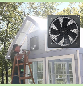 Kit de Ventilador de Extracción de Aire Montado en Pared con Energía Solar, Ventilación de Flujo Axial de 24V CC para Invernadero, Cobertizo o Granero - Product Image 2