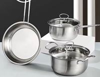 18cm 22cm 24cm Kochtopf Kasserolle Bratpfanne 5-teiliges Edelstahl-Kochgeschirr-Set mit Glasdeckel für den täglichen Haushaltsgebrauch in der Küche