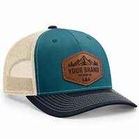 Casquette de Trucker Brodé en Cuir Personnalisé de Qualité Supérieure, 3 Couleurs, 6 Panneaux, Modèle Richardson 112 avec Dos en Filet