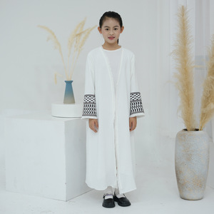 Sharut Turquie Modeste Dubaï Abaya Petite Fille <span class=keywords><strong>Kimono</strong></span> Femmes Musulmanes Robe Broderie Manches Crêpe Palestine Kefiyyeh Enfants Abaya - Product Image 2