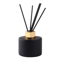 Bouteille ronde vide de 150 ml en verre noir mat, diffuseur de chambre à roseaux avec couvercle, vente en gros