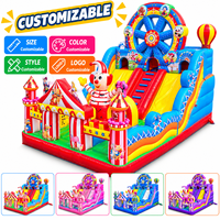 Aire de jeux gonflable extérieure Ceyu, grande piscine à balles, zone de jeux avec mur en filet de cordes, tunnel, parcours de tubes, château gonflable pour enfants