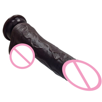 Control Remoto, Manos Libres, Ventosa, Un Toque, Dildo Grande Negro, Calefacción, Vibración Telescópica, Juguetes Sexuales para Adultos