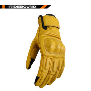 Sarung tangan motor kulit asli Retro, jari penuh uniseks cangkang keras modis tahan aus santai Universal - Product Image 3