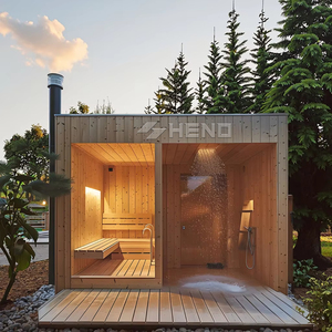 Sauna y Ducha <span class=keywords><strong>de</strong></span> <span class=keywords><strong>Madera</strong></span> Sólida para Exteriores, para 4 Personas, <span class=keywords><strong>de</strong></span> <span class=keywords><strong>Cedro</strong></span> Rojo - Product Image 1