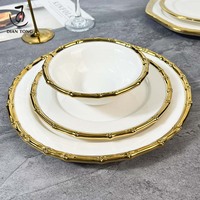 Vaisselle de luxe vintage, vaisselle de dîner, service de table, vaisselle de mariage, assiettes en porcelaine blanche et or, vaisselle en céramique pour restaurant, ensemble de plats