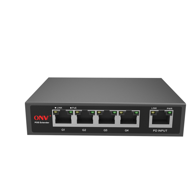 4-Port Gigabit PoE Extender up to 200M Solves Long Distance CCTV Power & Data