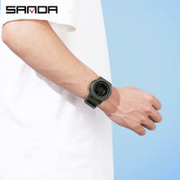 Montre homme Sanda 2189, chronographe de marque haut de gamme, fitness, course à pied, calories, étanche 50 m, montre numérique LED, montre-bracelet homme