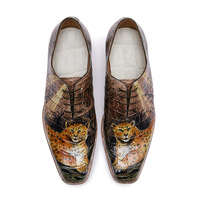Chaussures en cuir pour hommes, style traditionnel chinois, en cuir d'alligator véritable peint à la main, formelles et élégantes