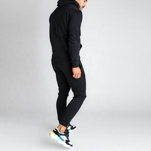 Commercio all'ingrosso logo personalizzato pianura slim fit tech fleece <span class=keywords><strong>tuta</strong></span> set aderente mens jogging tute cotone pullover joggers suit - Product Image 4