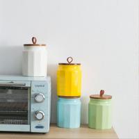 Pot de rangement en céramique de style moderne pour le café, le sucre, le thé, les condiments, la maison, la couleur personnalisée, la vente en gros de bocaux à biscuits