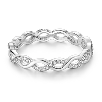 MULA Bague en argent sterling 925 avec double couche de zirconium blanc Bijoux classiques pour mariage, fiançailles ou cadeau de fête