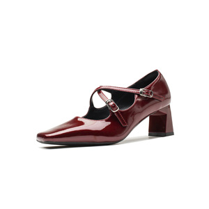 Zapatos de Tacón Alto de Moda con Correa en T y Hebilla, de Charol Plateado, con Punta Cuadrada y Tacón de Bloque, Estilo Mary Jane - Product Image 5