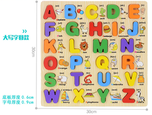 Dibujos animados mayúsculas e inferiores 3D letras <span class=keywords><strong>y</strong></span> números mano agarrar rompecabezas Juguetes Educativos de madera para niños - Product Image 5