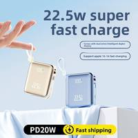 Batterie externe à charge ultra-rapide 22,5 W, écran LED, élégant câble de données Micro USB Type-C, alimentation 20000 mAh