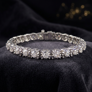สร้อยข้อมือทองคำขาว 14K เพชรเพาะเลี้ยงในห้องปฏิบัติการ ขนาด 6.6 นิ้ว - Product Image 3