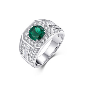 925 <b>Silver</b> Cultivated <b>Emerald</b> <b>Ring</b> Shines Fashionable Engagement Proposal Festival Daily Gift for Girls L - Product Image 1