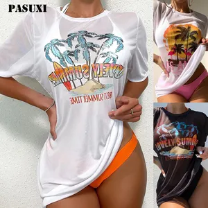 PASUXI Newest Ladies Sexy Hanging Neck Swimwear 3 Piece Swimsuit Plus Size Women Print High Waist Fashion Beach Bikini